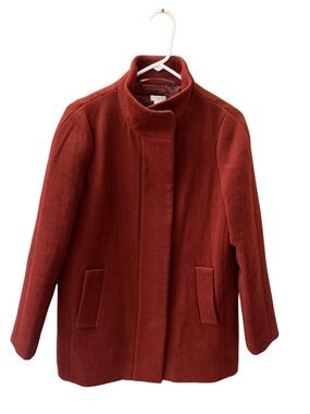 J. Crew Classic Red Burgundy Wool Mid Length Coat Long Jacket Elegant Old Money